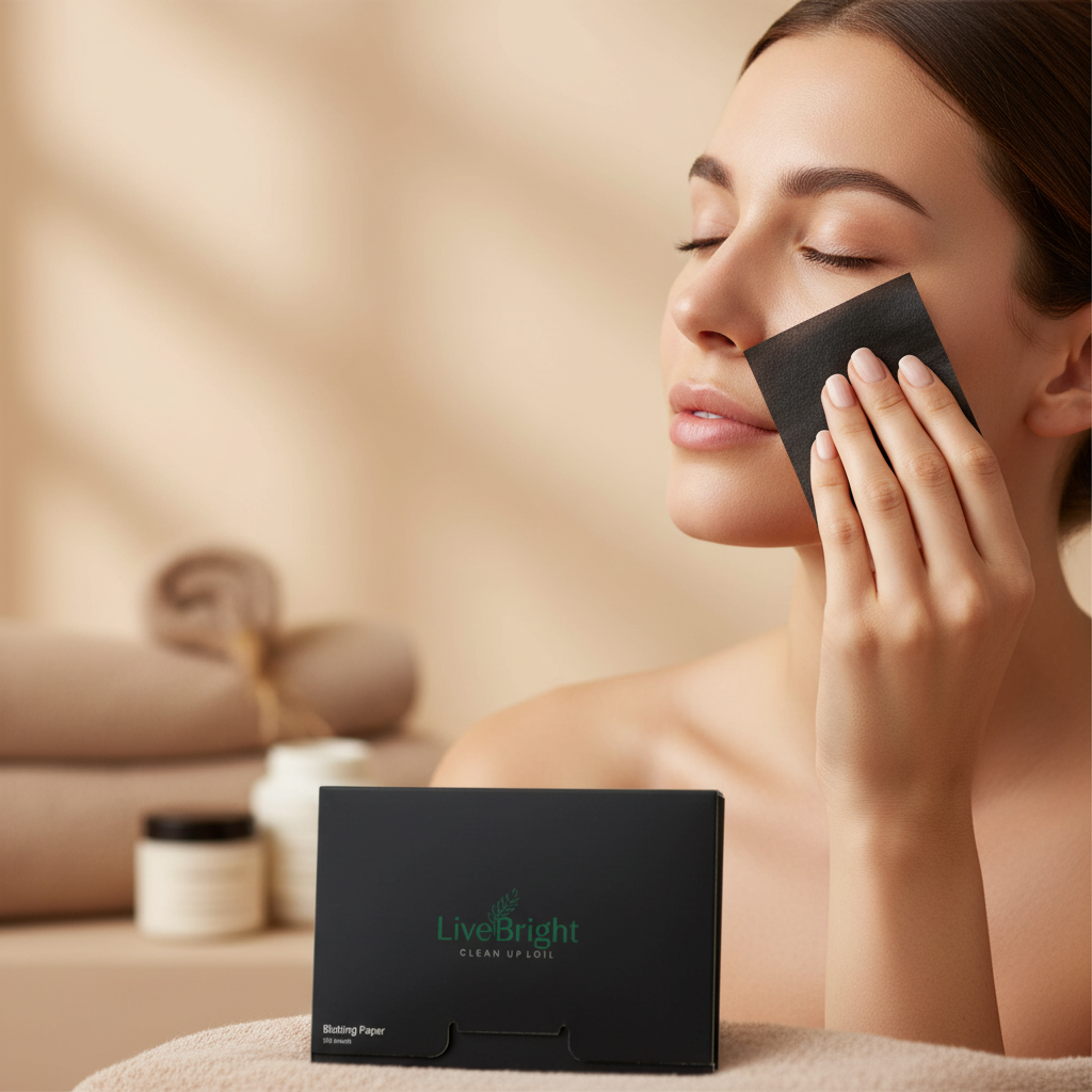 Woman using Touch-up Blotting Papers