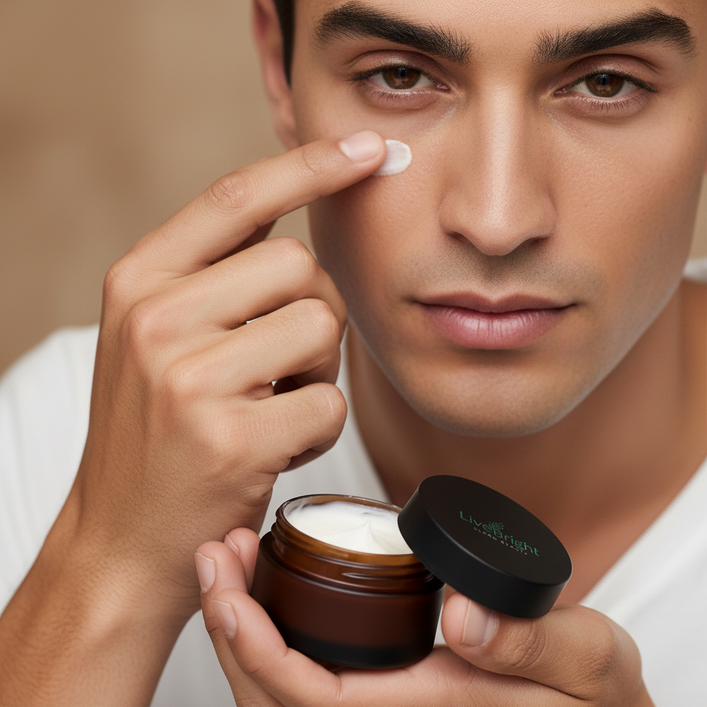 Man applying Men's Under Eye Cream