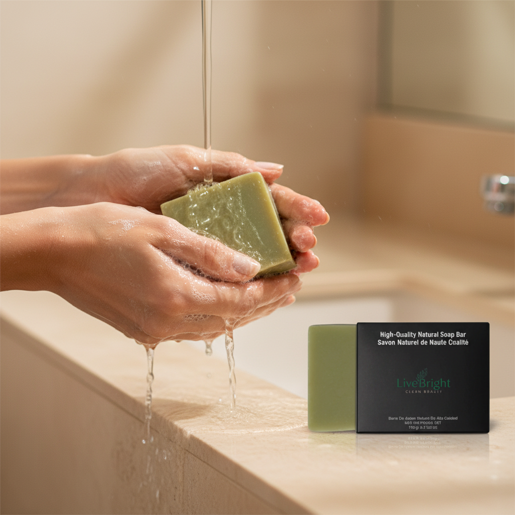 Woman using Natural Soap Aloe