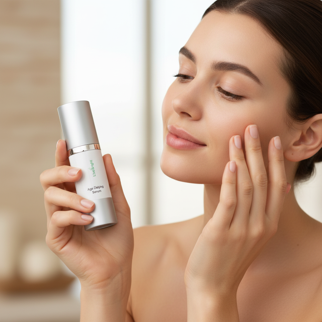 Woman applying Age Defying Serum